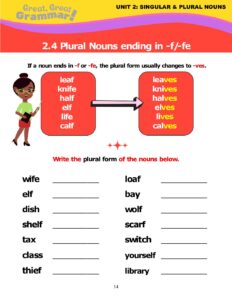 Read more about the article PLURAL NOUNS: ending in -f/-fe