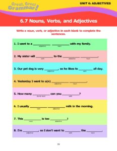 Read more about the article ADJECTIVES (6): Review of Nouns, Verbs & Adjectives