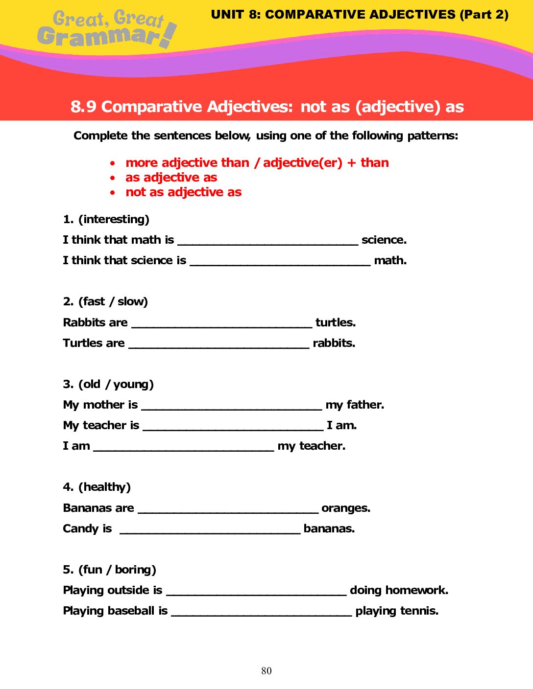 Read more about the article COMPARATIVE ADJECTIVES (16): Review of Comparative Adjectives