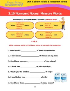 Read more about the article COUNT & NONCOUNT NOUNS (9): Measure Words