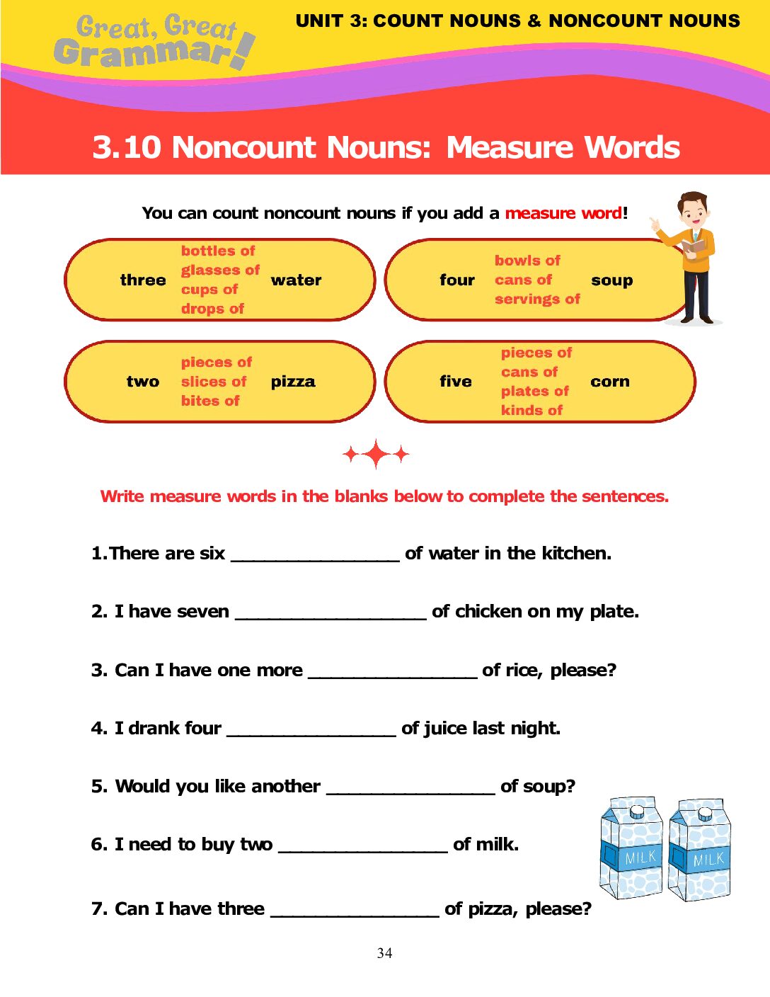 Read more about the article COUNT & NONCOUNT NOUNS (9): Measure Words