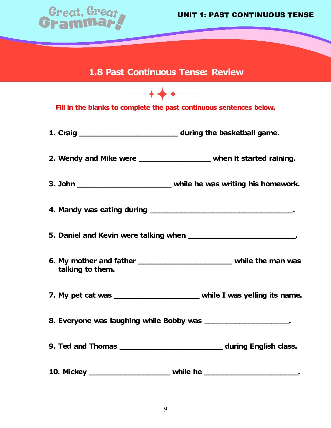 Read more about the article PAST CONTINUOUS TENSE (6): Review #2