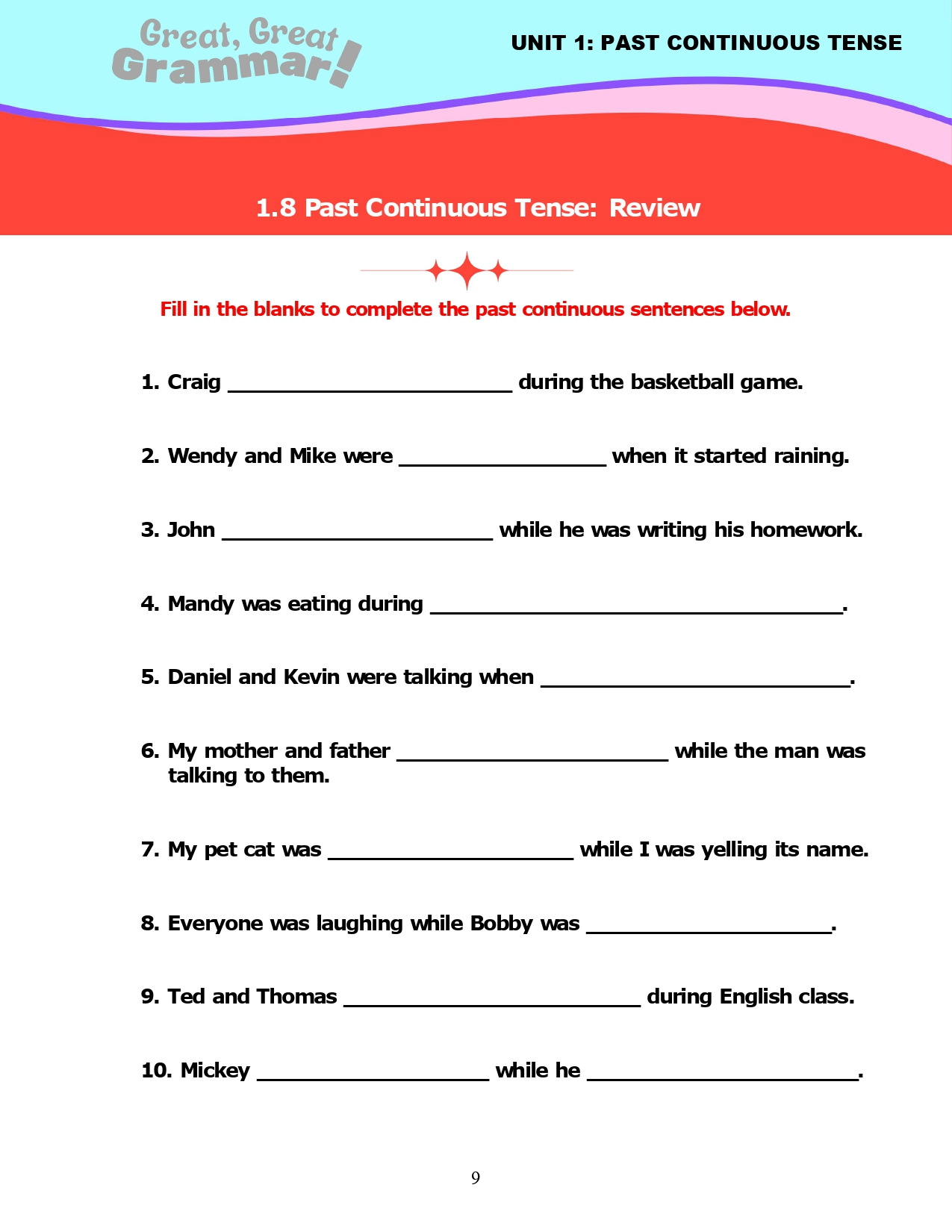 Read more about the article ESL Grammar: PAST CONTINUOUS TENSE (6) – Review #2