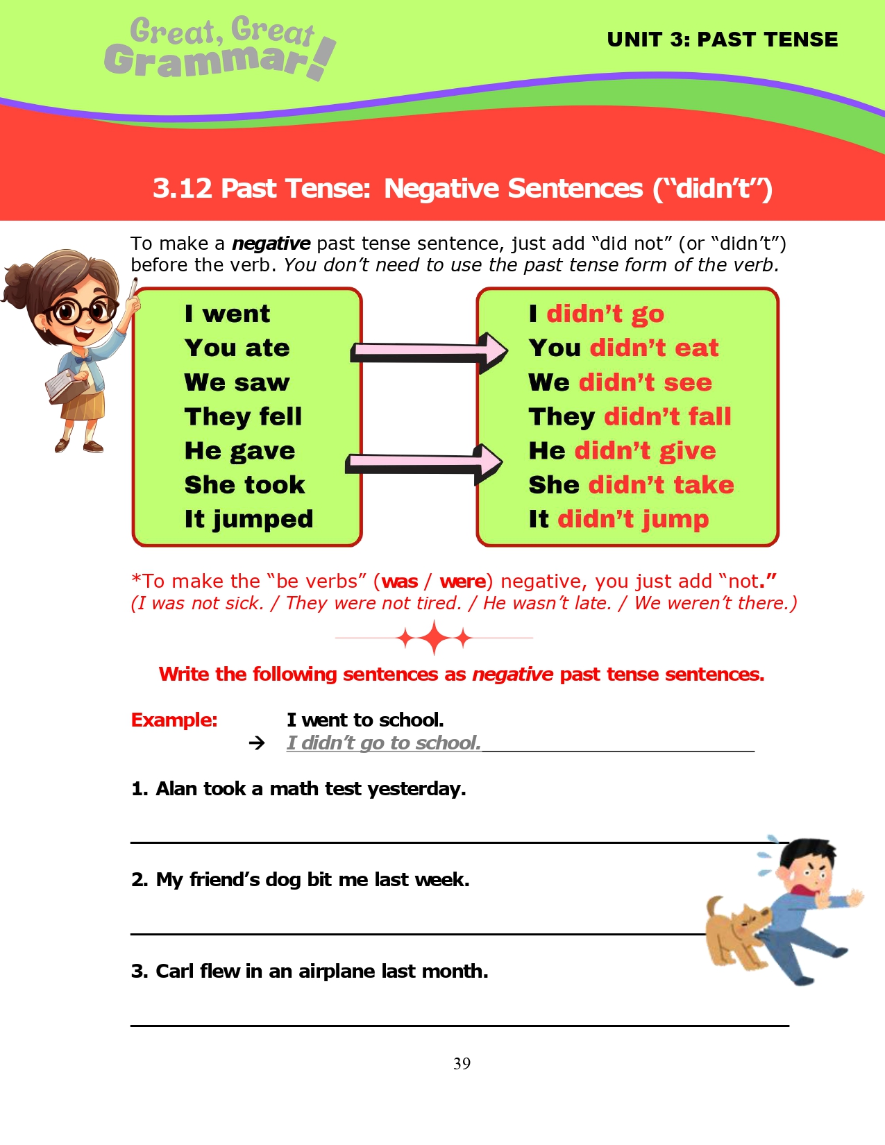 Read more about the article ESL Grammar: PAST TENSE (9) – Negative Sentences (“didn’t”)