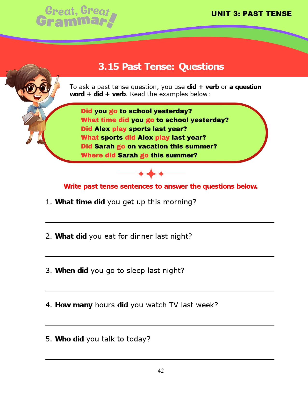 Read more about the article ESL Grammar: PAST TENSE (12) – Questions