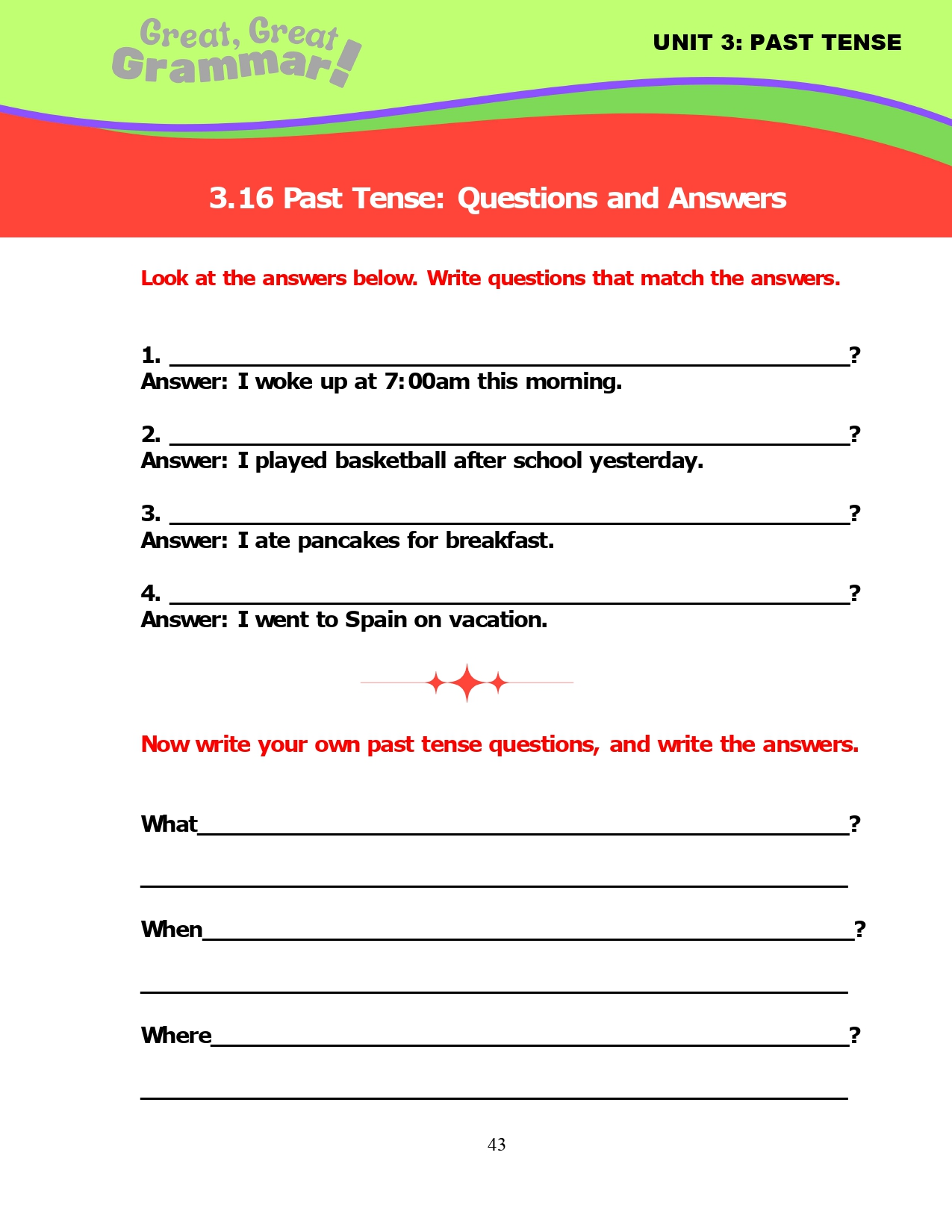 Read more about the article ESL Grammar: PAST TENSE (13) – Questions and Answers