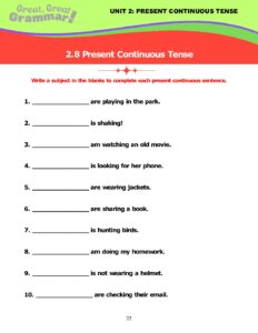 Read more about the article PRESENT CONTINUOUS TENSE (7): Review