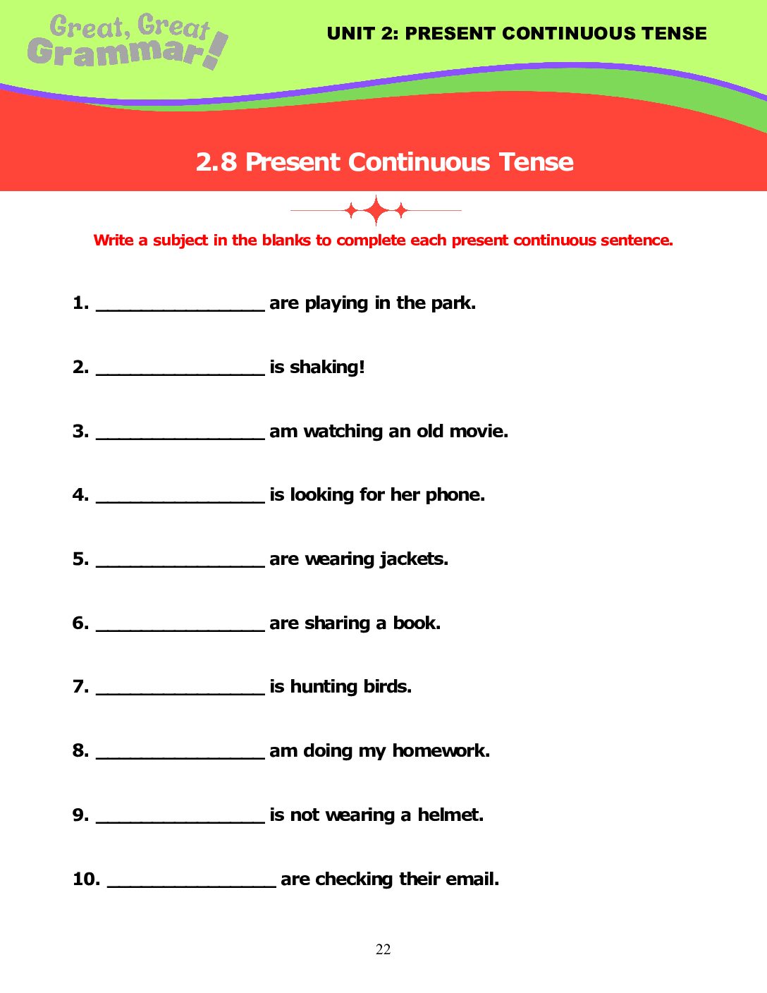 Read more about the article PRESENT CONTINUOUS TENSE (7): Review