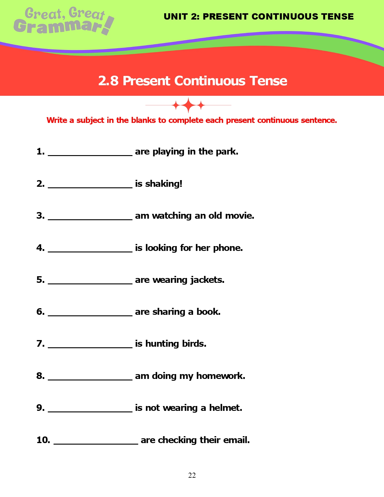 Read more about the article ESL Grammar: PRESENT CONTINUOUS TENSE (7) – Review