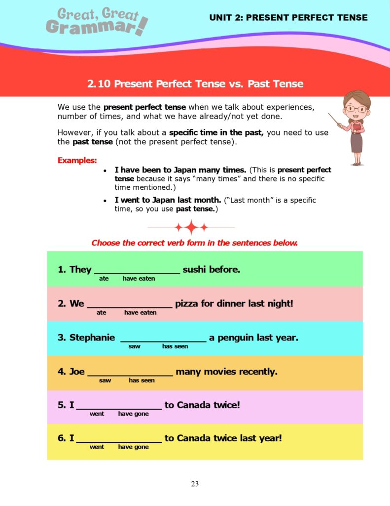 ESL Grammar - Tenses - Stickyball ESL Lessons
