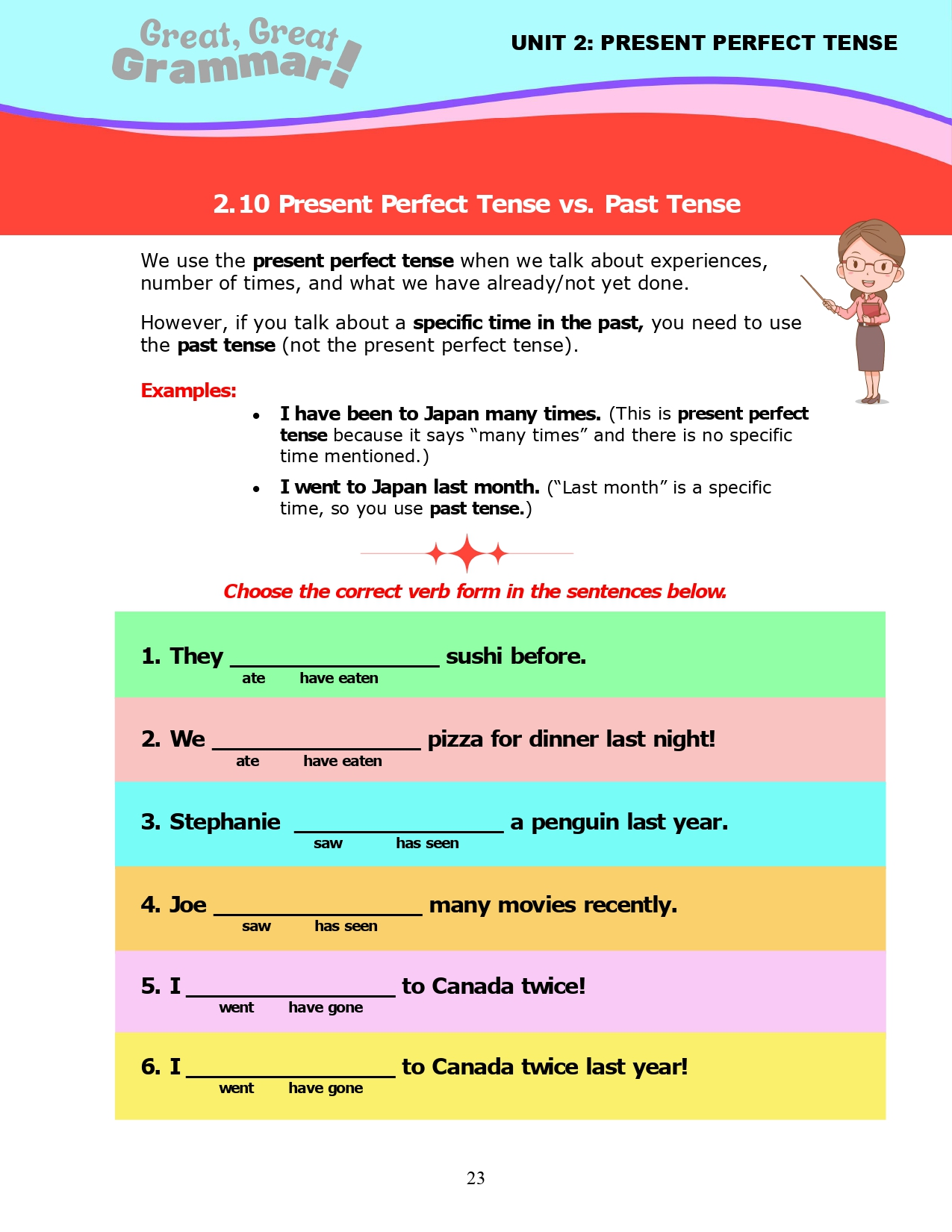 Read more about the article ESL Grammar: PRESENT PERFECT TENSE (7) – Present Perfect vs. Past Tense
