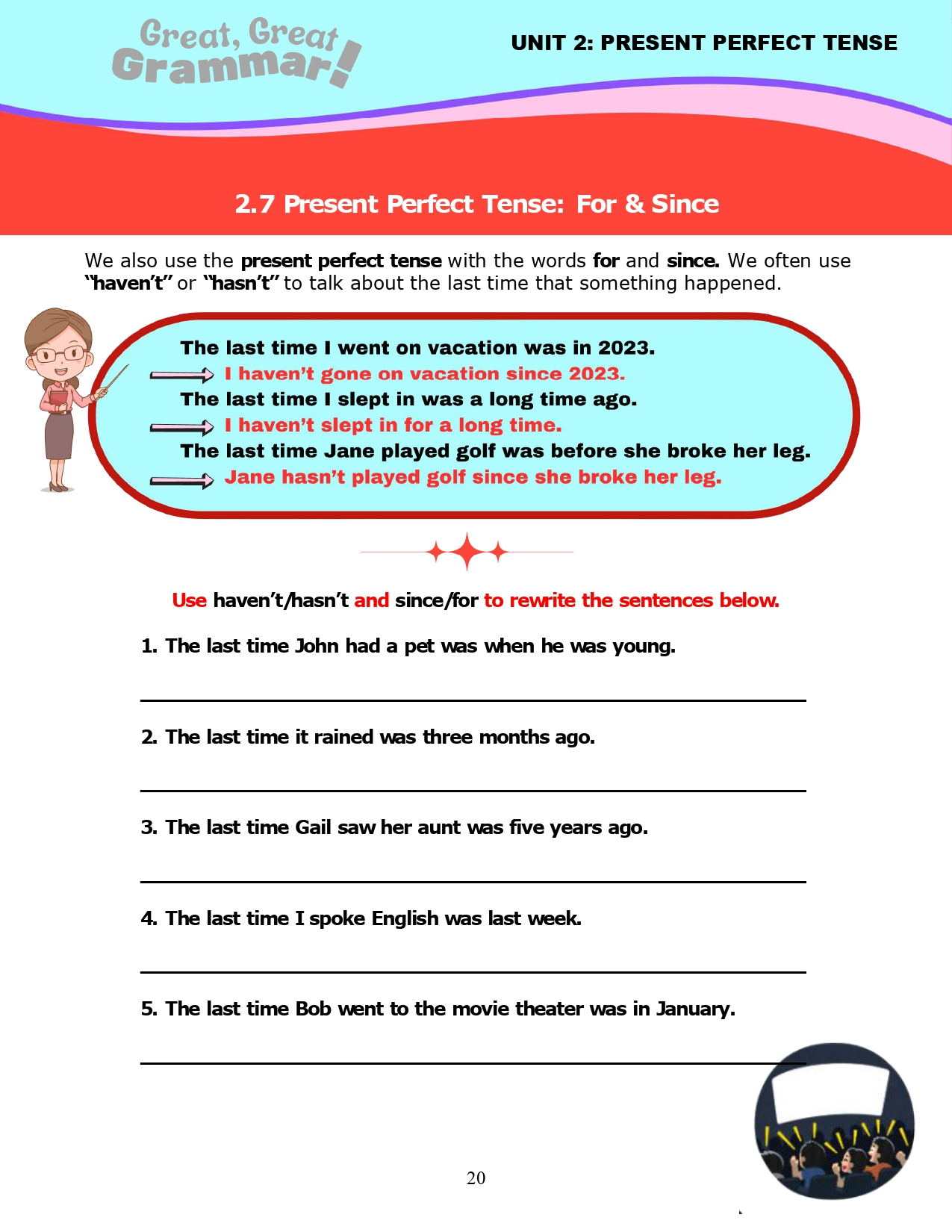Read more about the article ESL Grammar: PRESENT PERFECT TENSE (5) – For & Since