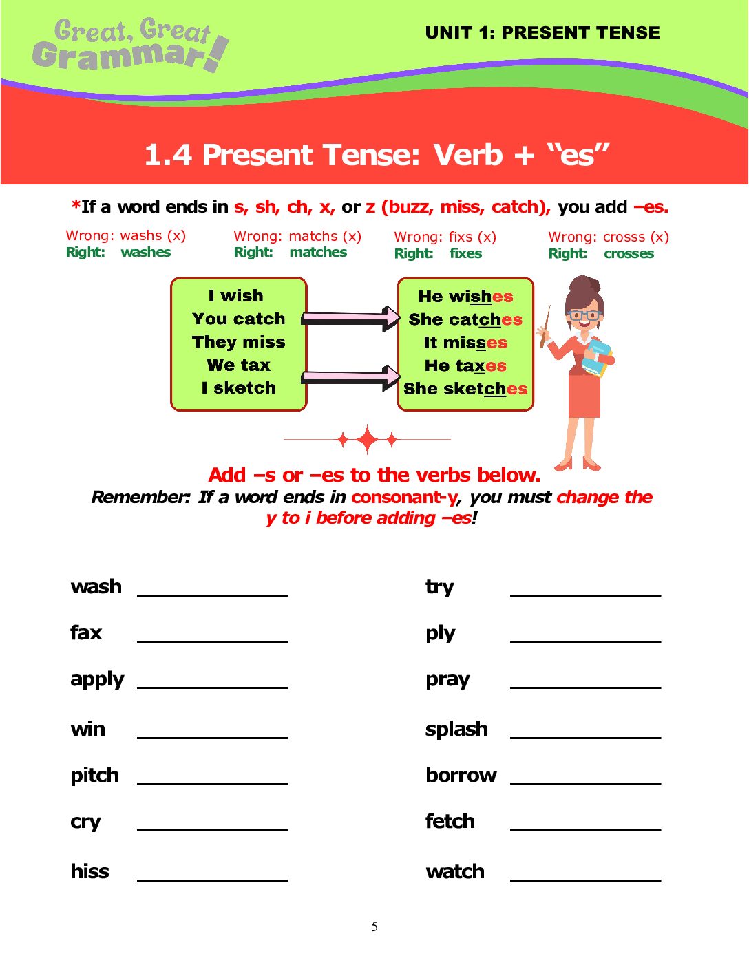 Read more about the article PRESENT TENSE (4): -es