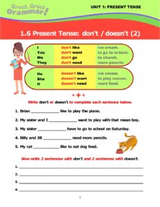 Read more about the article PRESENT TENSE (6): don’t / doesn’t #2