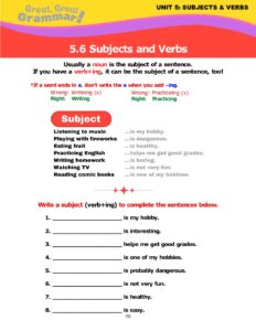 Read more about the article SUBJECTS AND VERBS (5): Gerunds (verb+ing) as Subjects