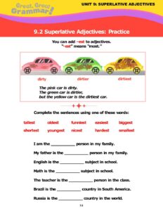 Read more about the article SUPERLATIVE ADJECTIVES (2): Practice