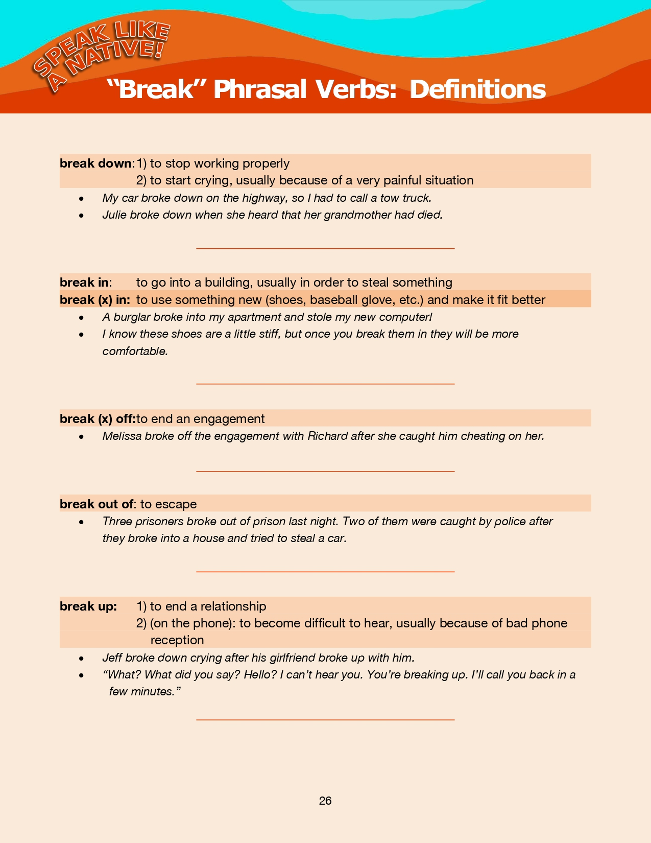 Read more about the article Phrasal Verbs: “Break” – Definitions and Review