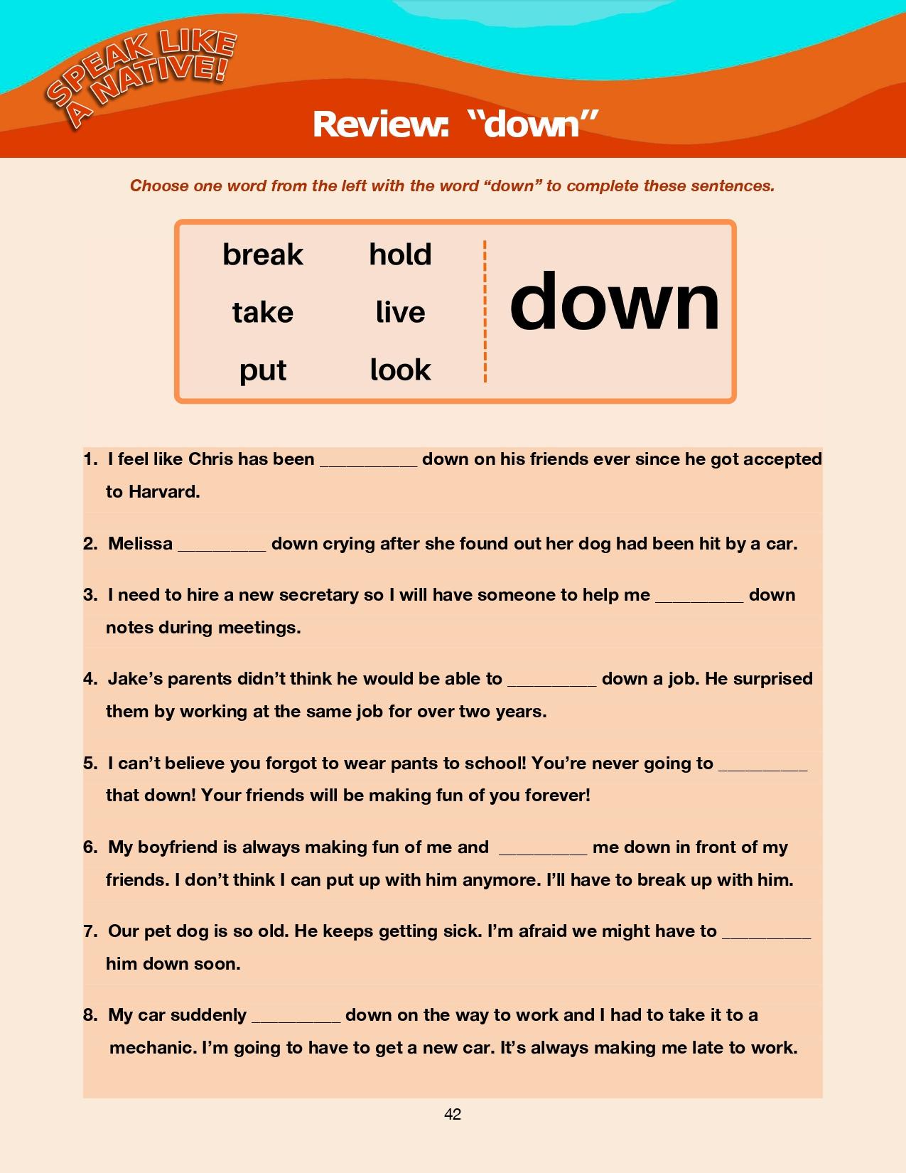 Read more about the article Phrasal Verbs Review: Phrasal Verbs with “down”