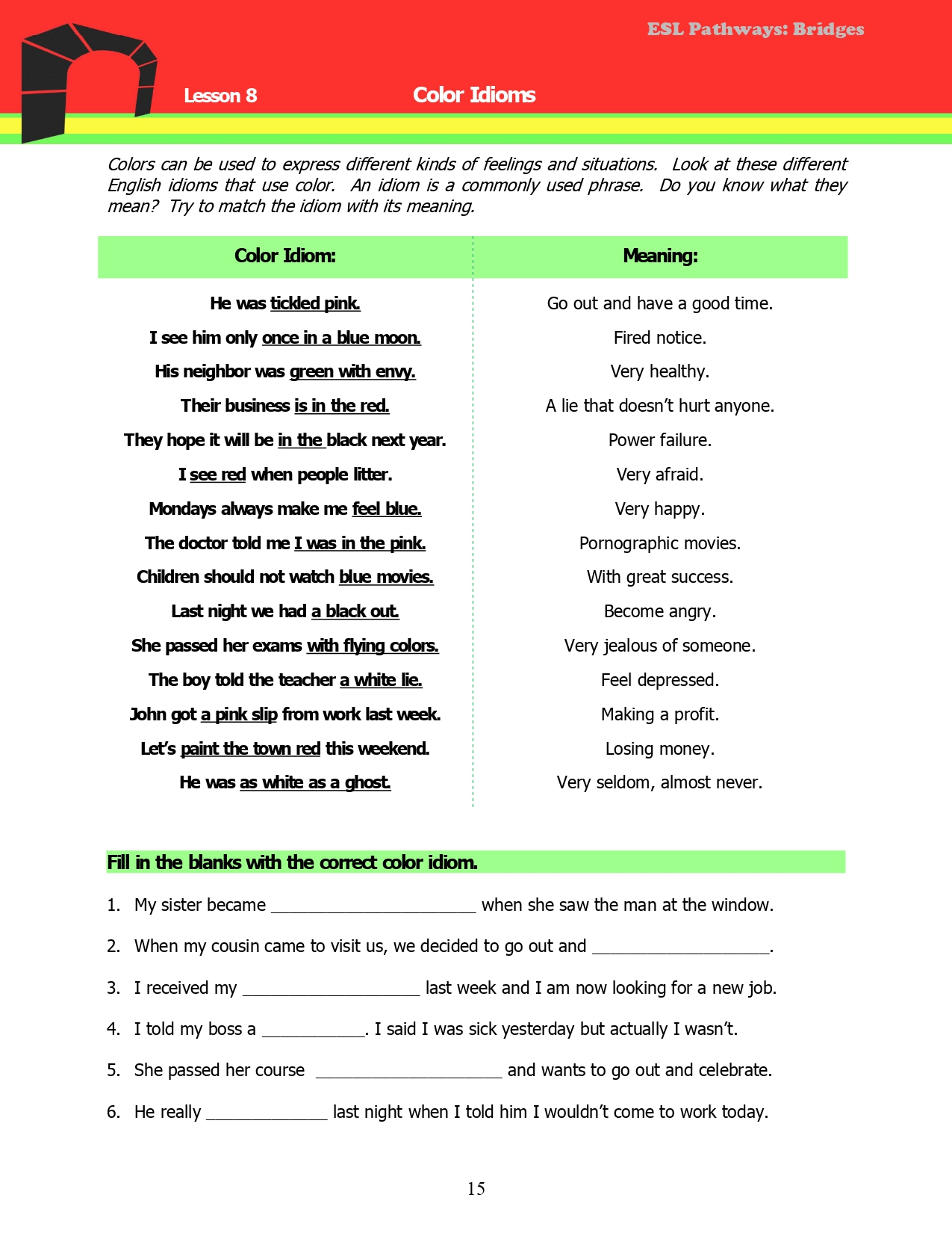 Read more about the article Adult ESL Lessons: Color Idioms (Intermediate)